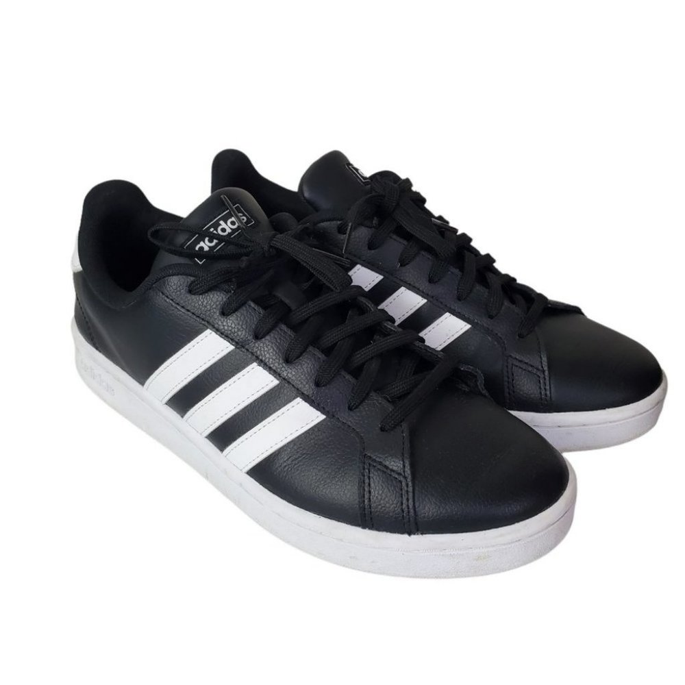 Adidas Grand Court Sneakers Mens  10 Athletic Leather Lace Up Shoe F36393 Black